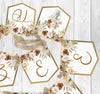 Bride to Be Shower Banner, Realistic Boho Neutral Flowers Floral, Bridal Shower Garland, Gold Letters
