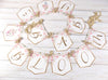Baby in Bloom Shower Banner, Realistic Pink Blush Ivory Floral, Baby Shower Garland, Gold Letters
