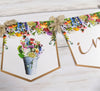 Baby in Bloom Shower Banner, Realistic Wildflowers Floral, Baby Shower Garland, Gold Letters