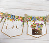 Baby in Bloom Shower Banner, Realistic Wildflowers Floral, Baby Shower Garland, Gold Letters