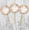 Pink Roses Baby in Bloom Cupcake Toppers, Baby Shower Picks, Oh Baby Girl Boy Twins Floral Gender Neutral, Pink Floral