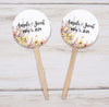 Wildflowers Wedding Cupcake Toppers Picks Floral - Love is Sweet Personalized - Round Heart Fancy Square