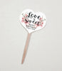 Pink Floral Bridal Shower Cupcake Toppers Picks Floral - Personalized - Round Heart Fancy Square - Love is Sweet