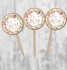 Pink Roses Baby in Bloom Cupcake Toppers, Baby Shower Picks, Oh Baby Girl Boy Twins Floral Gender Neutral, Pink Floral