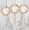 Pink Roses Baby in Bloom Cupcake Toppers, Baby Shower Picks, Oh Baby Girl Boy Twins Floral Gender Neutral, Pink Floral