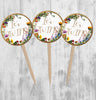 Wildflowers Baby in Bloom Cupcake Toppers, Baby Shower Picks, Oh Baby Girl Boy Twins Floral Gender Neutral, Bright Wildflower