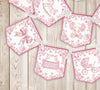 Pink Chinoiserie Toile Floral Baby Shower Banner, Baby Shower Garland