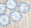 Blue Chinoiserie Toile Floral Baby Shower Banner, Baby Shower Garland