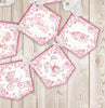 Pink Chinoiserie Toile Floral Baby Shower Banner, Baby Shower Garland