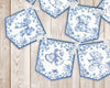 Blue Chinoiserie Toile Floral Baby Shower Banner, Baby Shower Garland