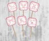 Pink Chinoiserie Toile Baby Shower Cupcake Toppers, Baby Shower Picks
