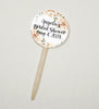 Peach Floral Bridal Shower Cupcake Toppers Picks Floral - Personalized - Round Heart Fancy Square - Love is Sweet
