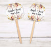 Wildflowers Wedding Cupcake Toppers Picks Floral - Love is Sweet Personalized - Round Heart Fancy Square