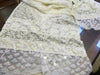 Sequin Lace Long Table Runner - White Off White - OOAK Vintage Style Rustic 26" x 124"