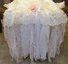 Shabby Pink Roses Table Runner Tablecloth - OOAK - Vintage Style Fringe 19" x 106"