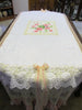 Shabby Pink Roses and Lace Table Runner Tablecloth - OOAK - Vintage Style 37" x 116"
