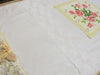 Shabby Pink Roses and Lace Table Runner Tablecloth - OOAK - Vintage Style 37" x 116"