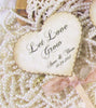 Personalized Wedding Heart Cupcake Toppers - Rustic Vintage Style