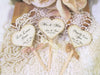 Personalized Wedding Heart Cupcake Toppers - Rustic Vintage Style