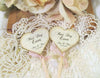 Personalized Wedding Heart Cupcake Toppers - Rustic Vintage Style
