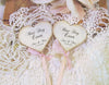 Personalized Wedding Heart Cupcake Toppers - Rustic Vintage Style