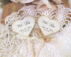 Personalized Wedding Heart Cupcake Toppers - Rustic Vintage Style