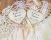 Personalized Wedding Heart Cupcake Toppers - Rustic Vintage Style