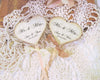 Personalized Wedding Heart Cupcake Toppers - Rustic Vintage Style