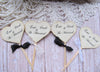 12 Wedding Hearts Cupcake Toppers w/ribbons & Lace -  Eat Drink Be Married