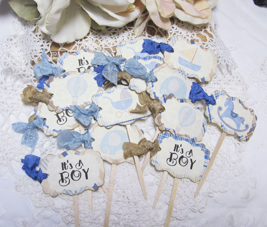 It's a Boy Blue Plaid Baby Shower Decorations Package Set