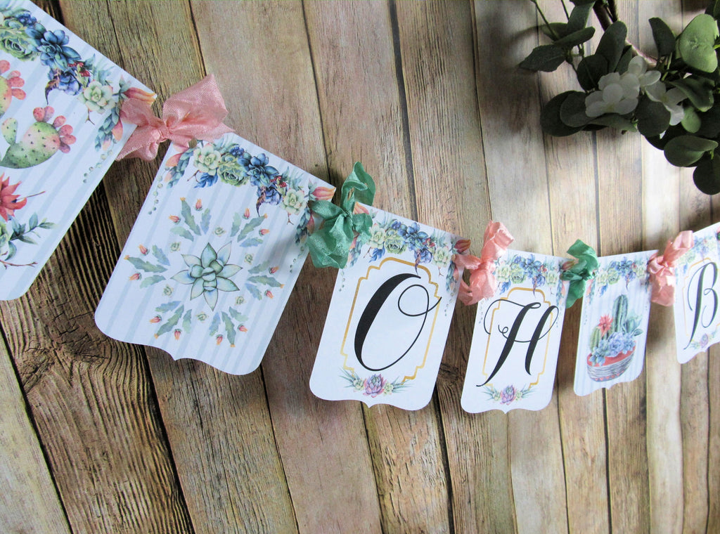 succulent birthday banner Succulent Cactus Baby Shower Decorations Gender Neutral