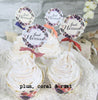 Just Married Floral Boho Succulent or Tropical Cupcake Toppers - Set of 18