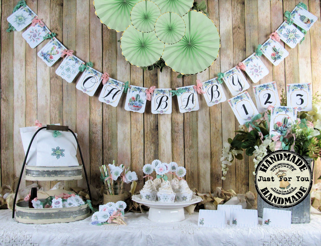 succulent birthday party Succulent Cactus Baby Shower Decorations Gender Neutral