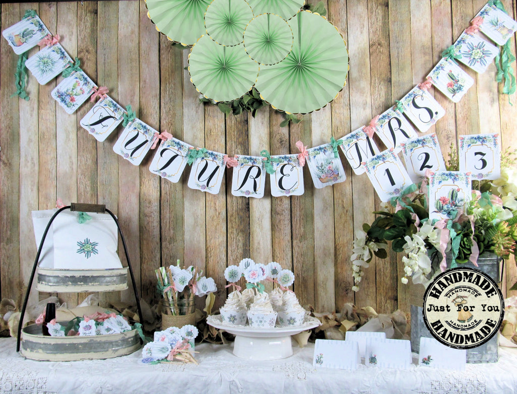succulent birthday party decorations Succulent Cactus Bridal Shower Decorations Package Future Mrs. Bride to Be