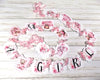 It's a Girl Pink Teddy Bear Baby Shower Banner Sign with Pink Ribbons
