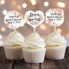 Peach Pink Floral Bridal Shower Cupcake Toppers Picks Floral - Personalized - Round Heart Fancy Square - Love is Sweet