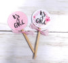 18 It's a Girl Pink Floral and Polka Dot Baby Shower Cupcake Toppers Picks - Set of 18