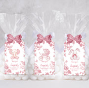 Pink Chinoiserie Toile Baby Shower Favor Tags, Printed Tags Only, Personalized Thank You Tags, Gender Neutral