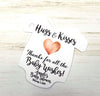 Hugs & Kisses Thank You Baby Infant Bodysuit Romper Shower Favor Gift Tags with Hearts - Personalized