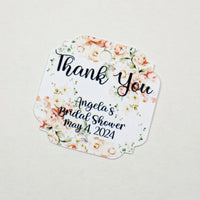 20 Peach Floral Bridal Shower Favor Tags, Tags Only, Personalized Gift Tags, Floral Heart Square Round Tags - Boho Shower Thank You Tags
