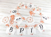 Peach Floral Bride to Be Banner with ribbons, Future Mrs. Bridal Shower Banner, Watercolor Floral Shower Banner Sign