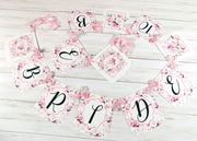 Pink Floral Bride to Be Banner with ribbons, Future Mrs. Bridal Shower Banner, Watercolor Floral Shower Banner Sign