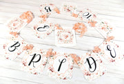 Peach Floral Bride to Be Banner with ribbons, Future Mrs. Bridal Shower Banner, Watercolor Floral Shower Banner Sign