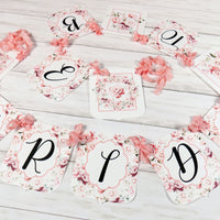 Peach Pink Floral Bride to Be Banner with ribbons, Future Mrs. Bridal Shower Banner, Watercolor Floral Shower Banner Sign