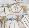 Baby in Bloom Shower Banner, Realistic Blue Ivory Floral, Baby Shower Garland, Gold Letters