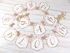 Baby in Bloom Shower Banner, Realistic Pink Blush Ivory Floral, Baby Shower Garland, Gold Letters