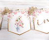 Baby in Bloom Shower Banner, Realistic Pink Blush Ivory Floral, Baby Shower Garland, Gold Letters