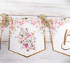 Baby in Bloom Shower Banner, Realistic Pink Blush Ivory Floral, Baby Shower Garland, Gold Letters