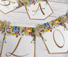 Baby in Bloom Shower Banner, Realistic Wildflowers Floral, Baby Shower Garland, Gold Letters