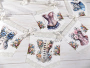 Floral Corset Lingerie Shower Banner Garland, Ooh La La Bachelorette Party